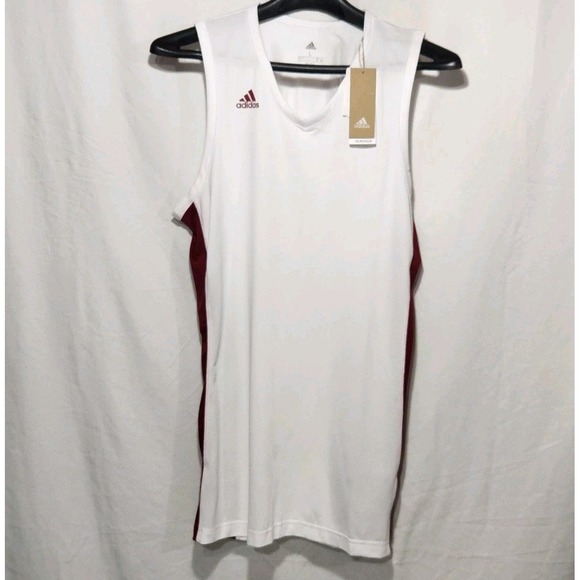 Adidas Mens‎ Basketball Jersey Sleeveless Size Large White/Burgundy - Picture 1 of 10